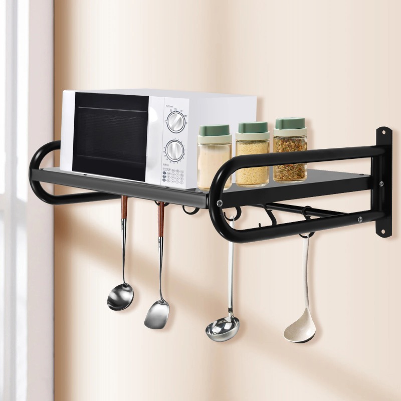 Wall Shelf Commercial Kitchen - Wandgemonteerd magnetronrek, duurzaam koolstofstaal, groot formaat
