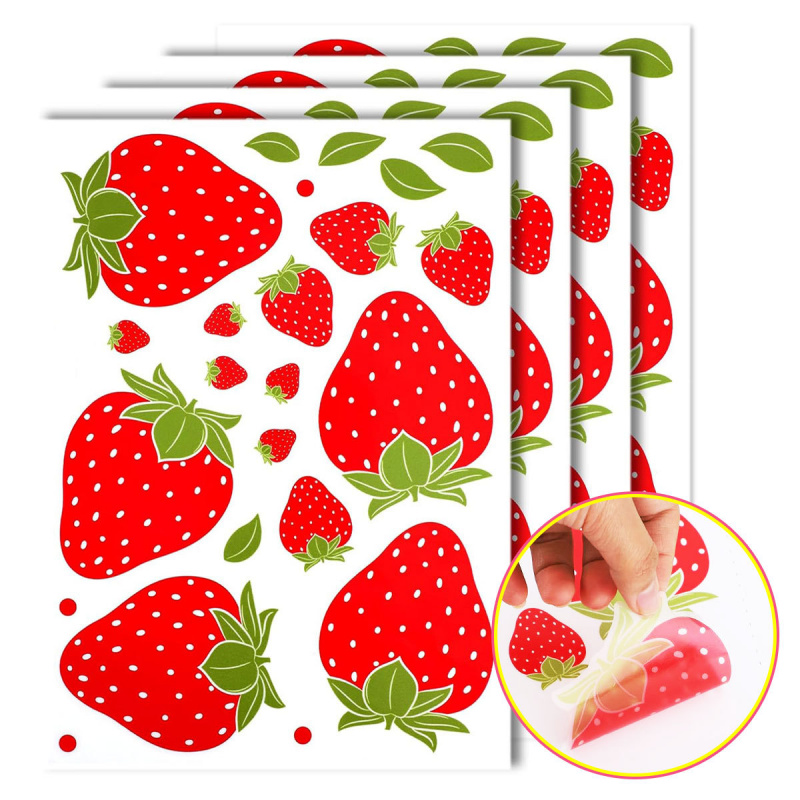 Commercial Kitchen Wall - Transparante aardbeien-wandstickers zijn afneembaar en schattig,