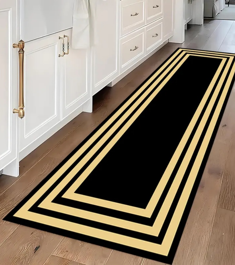 Commercial Kitchen Non Slip Flooring - Luxe zwart gouden Grieks sleutelpatroon border