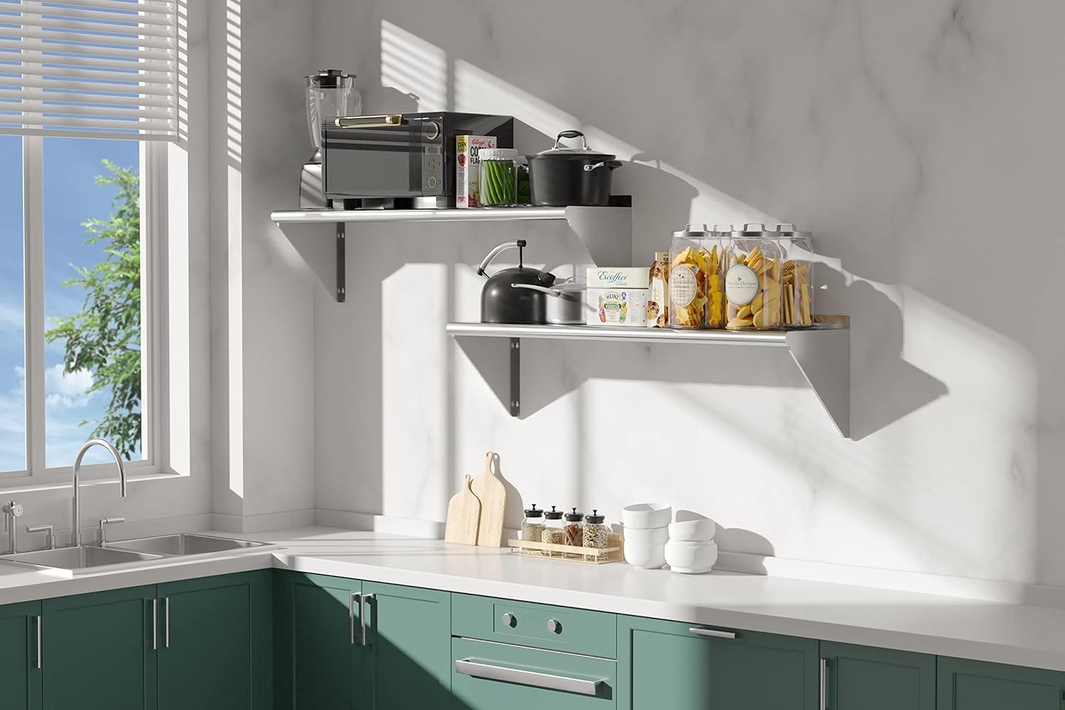 2-pack RVS schappen 12x48 320L - Wall Shelf Commercial Kitchen recensie en prijs