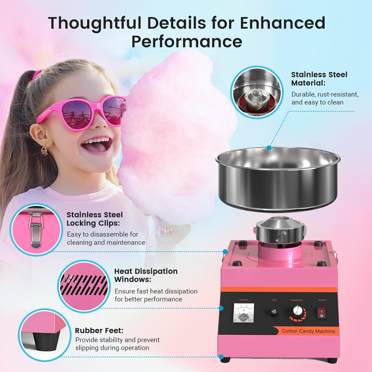 MHT2 Elektrische Suikergoedmac - Candy Floss Machine Commercial recensie en prijs