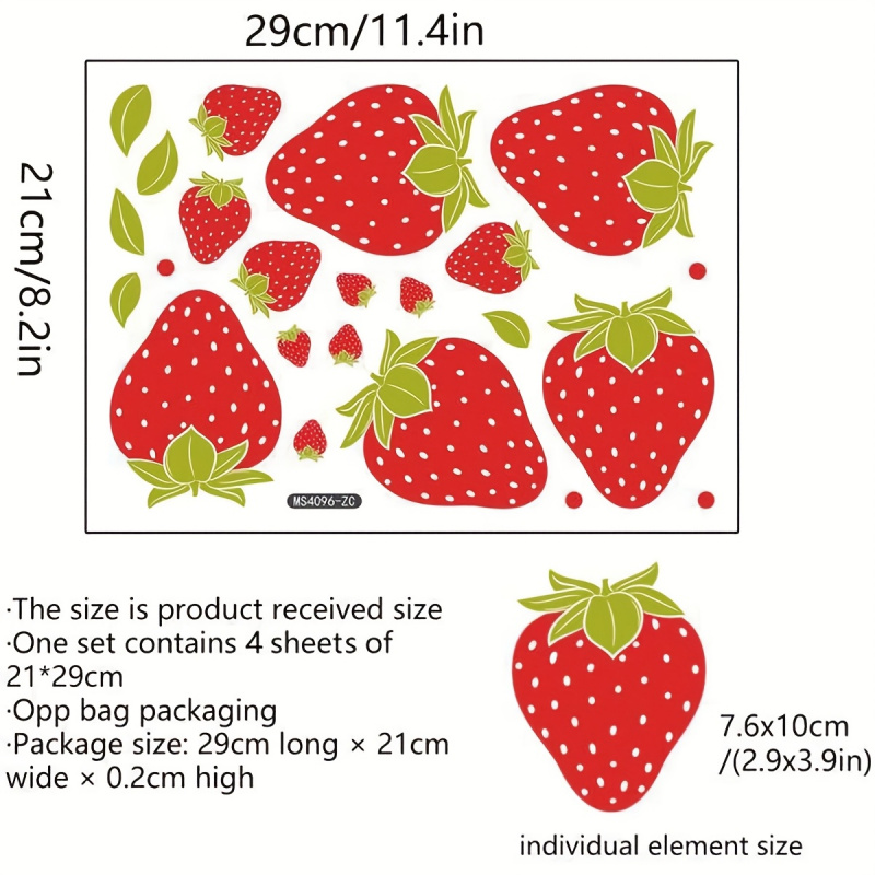 Transparante aardbeien-wandsti - Commercial Kitchen Wall recensie en prijs