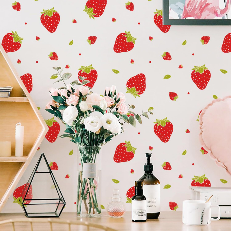 Transparante aardbeien-wandsti - Commercial Kitchen Wall recensie en prijs