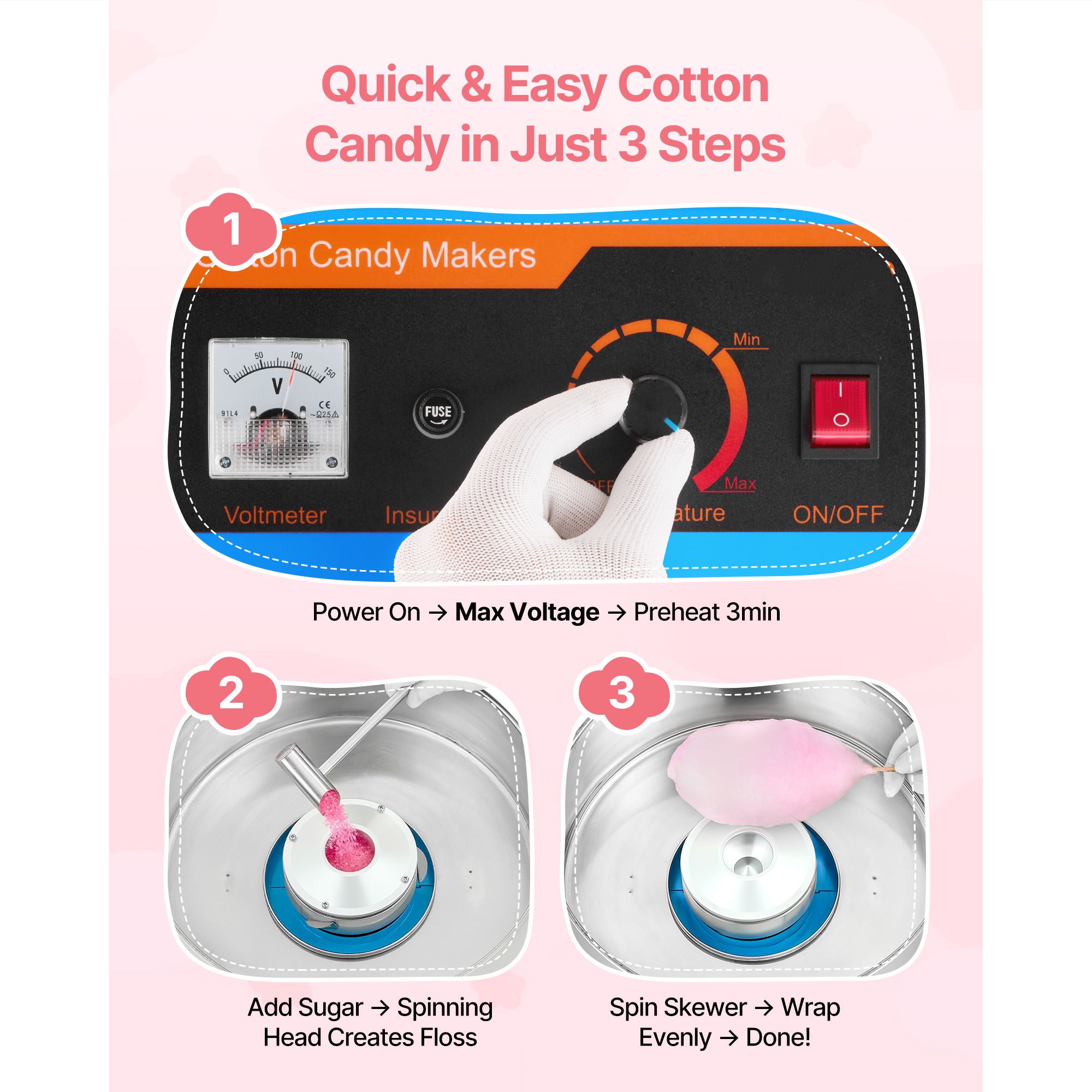 Elektrische suikerspinmachine, - Candy Floss Machine Commercial recensie en prijs