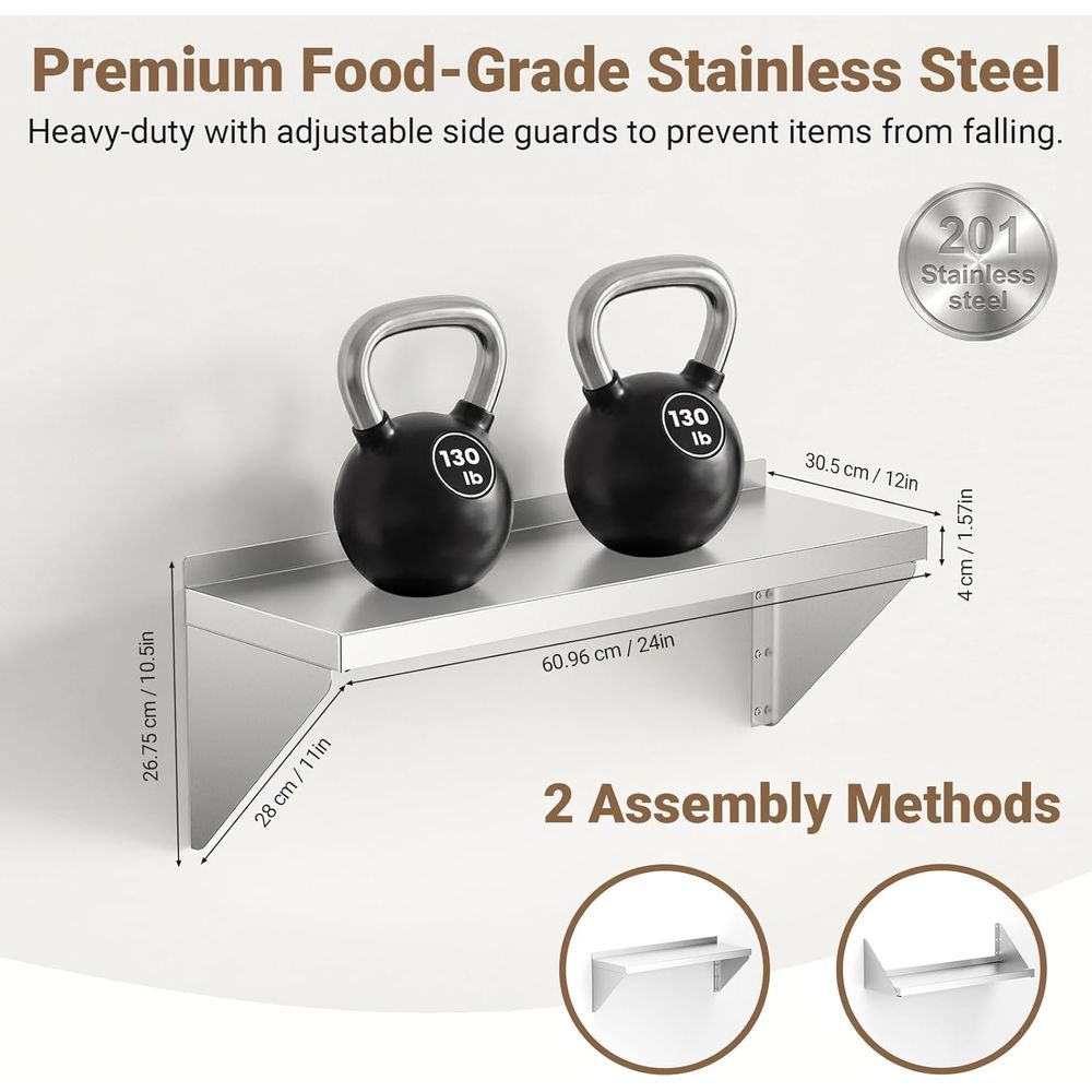 RVS wandplank 12 x 24 260lb, m - Wall Shelf Commercial Kitchen recensie en prijs